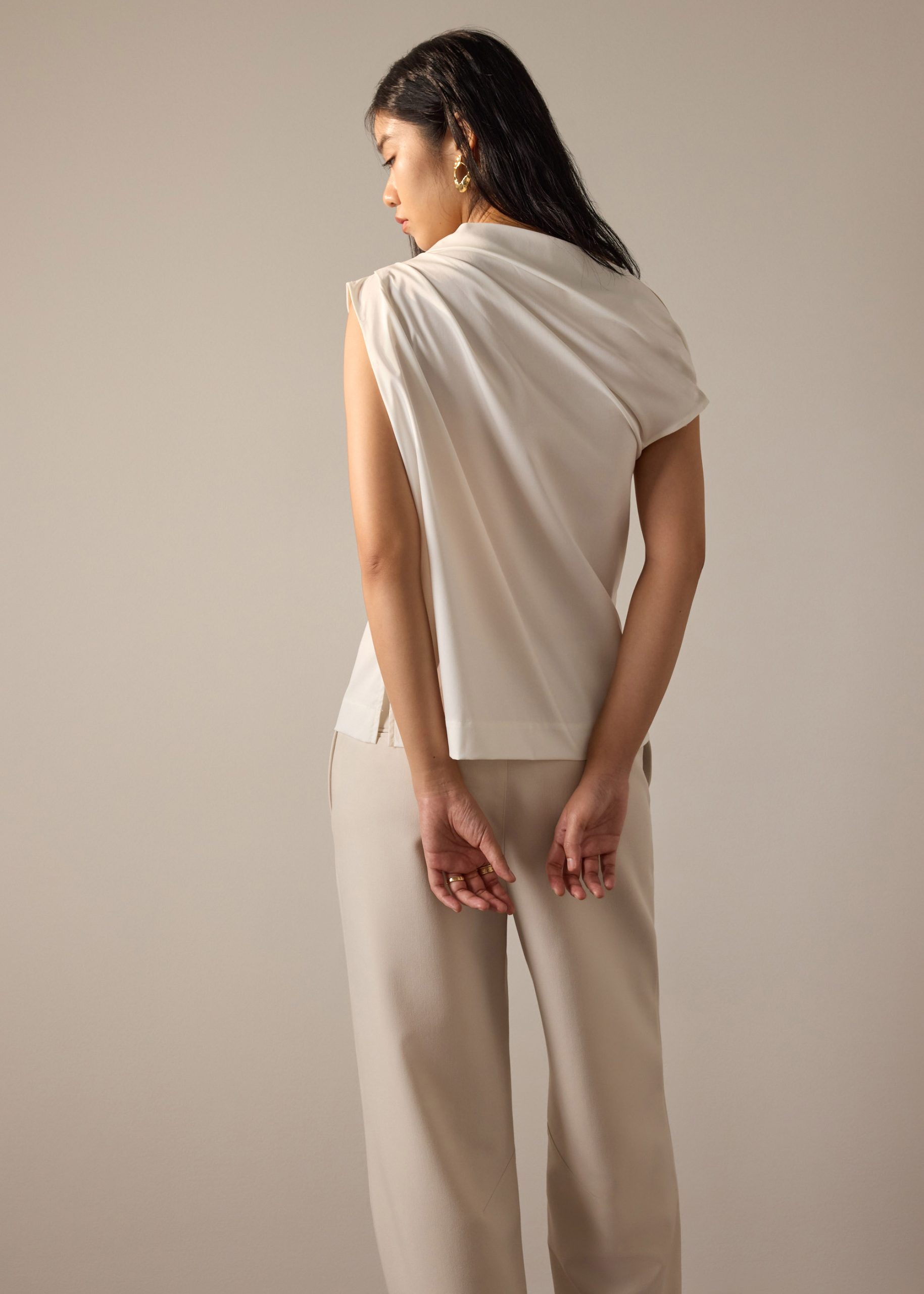 Coleen Poplin Drape Asymmetric Top - Image 6