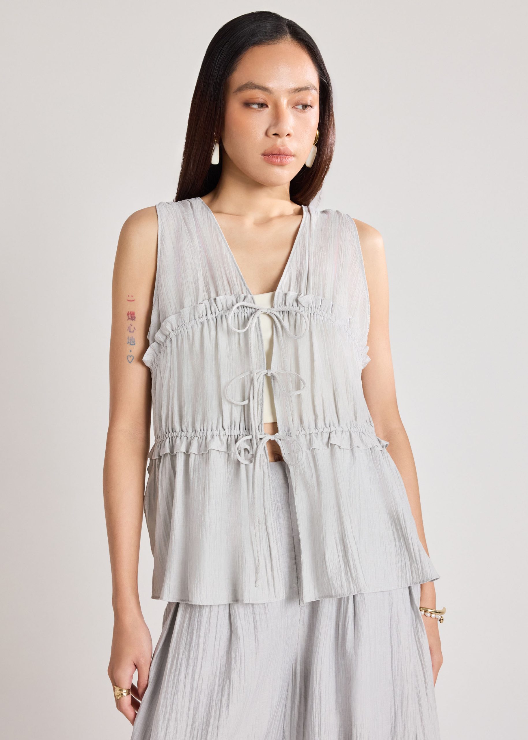 Lyocell Ribbon Tie Top - Image 3