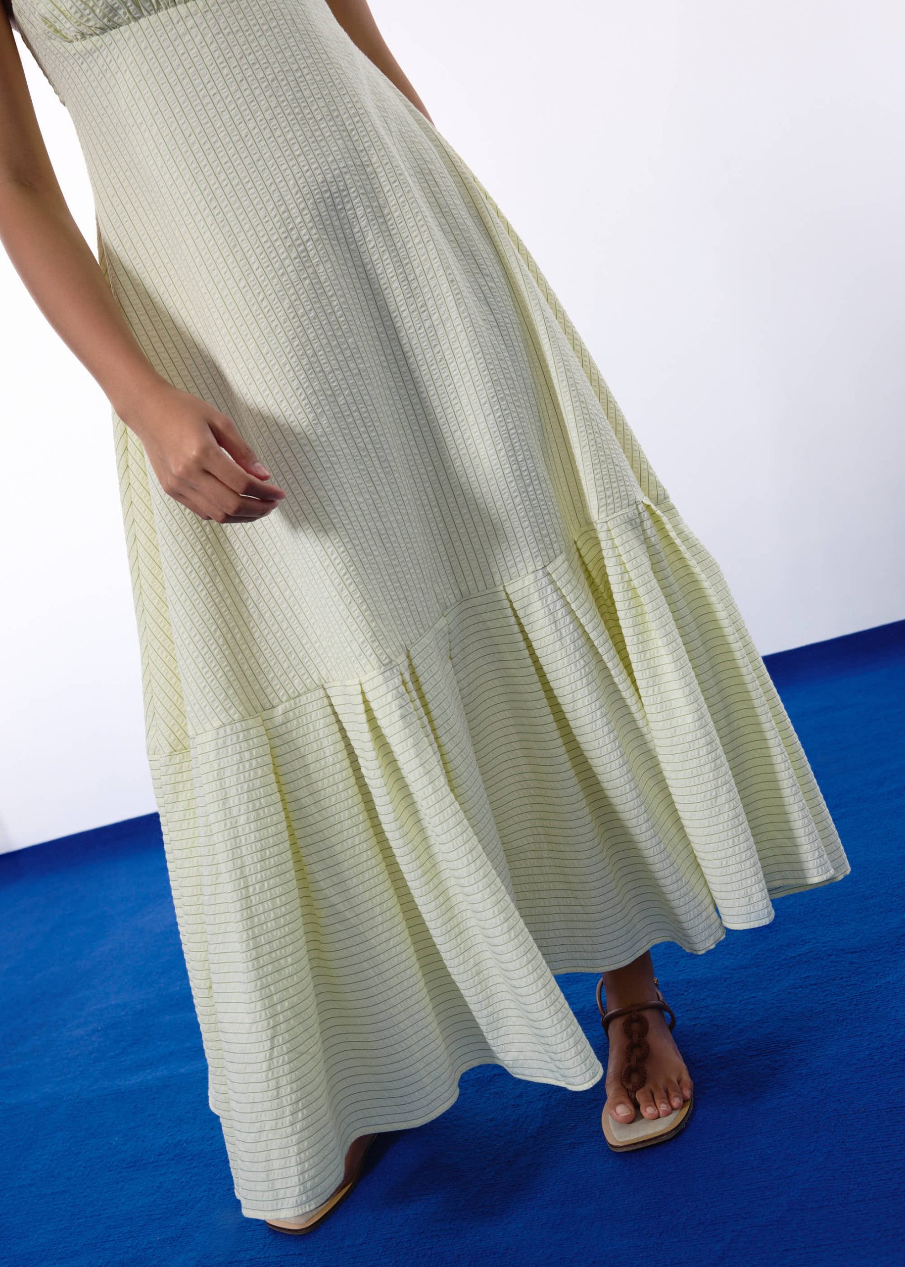 BraFree by LB Pinstripe Seersucker Multi-way Fit & Flare Maxi Dress - Image 6