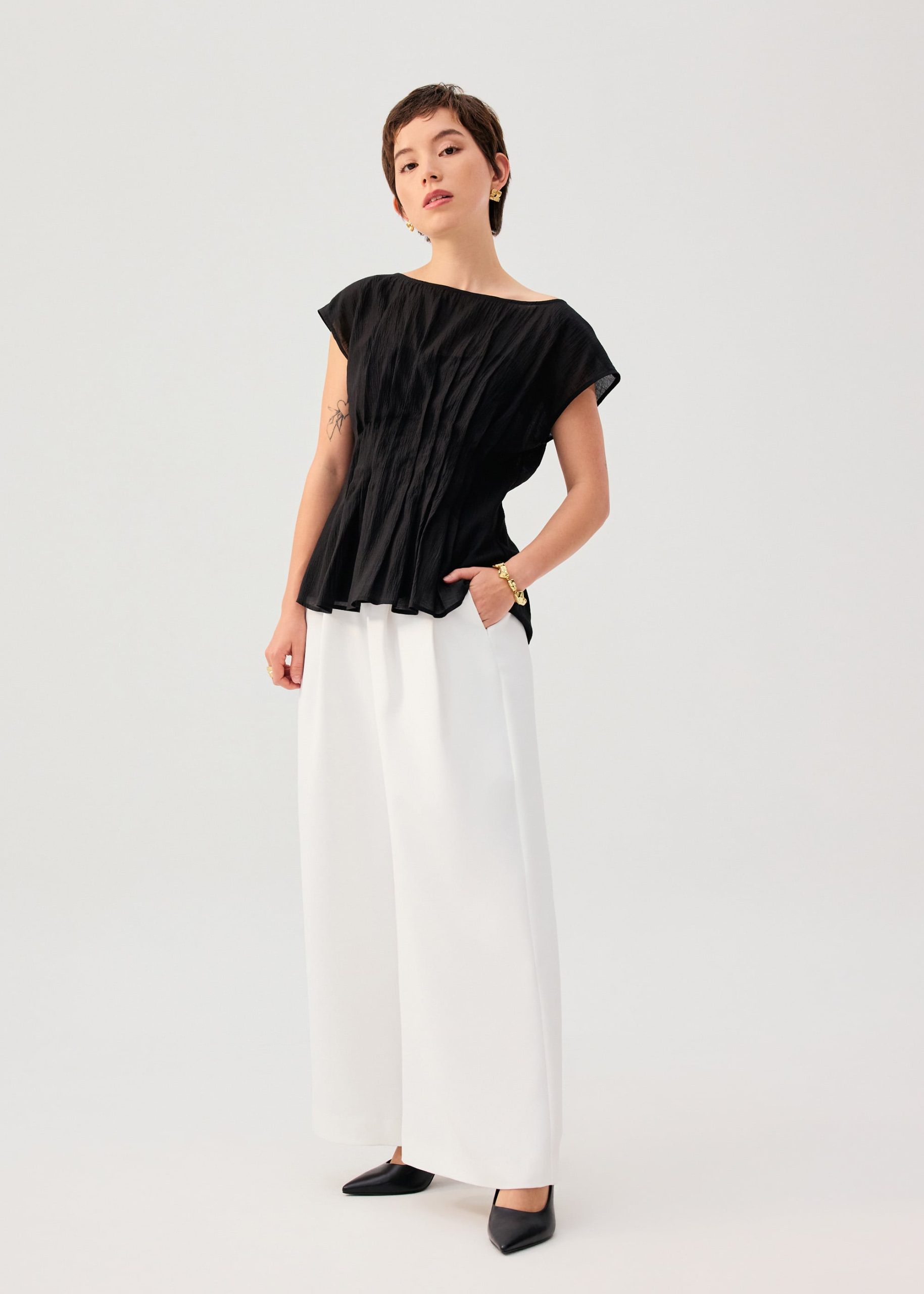 Camille Pintuck Boat Neck Top - Image 3