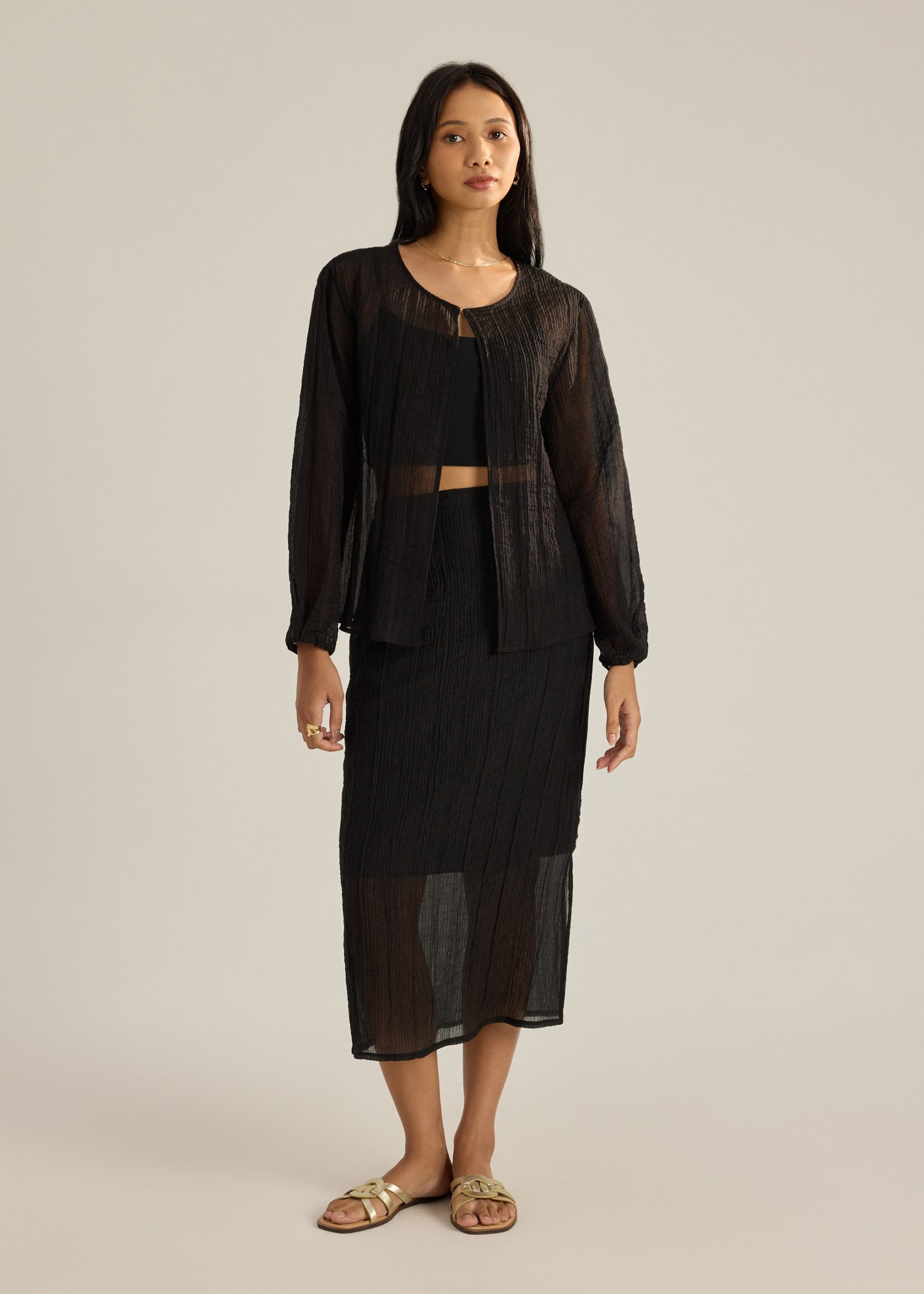 Viv RuchedReady® Sheer Textured Cardigan - Image 5