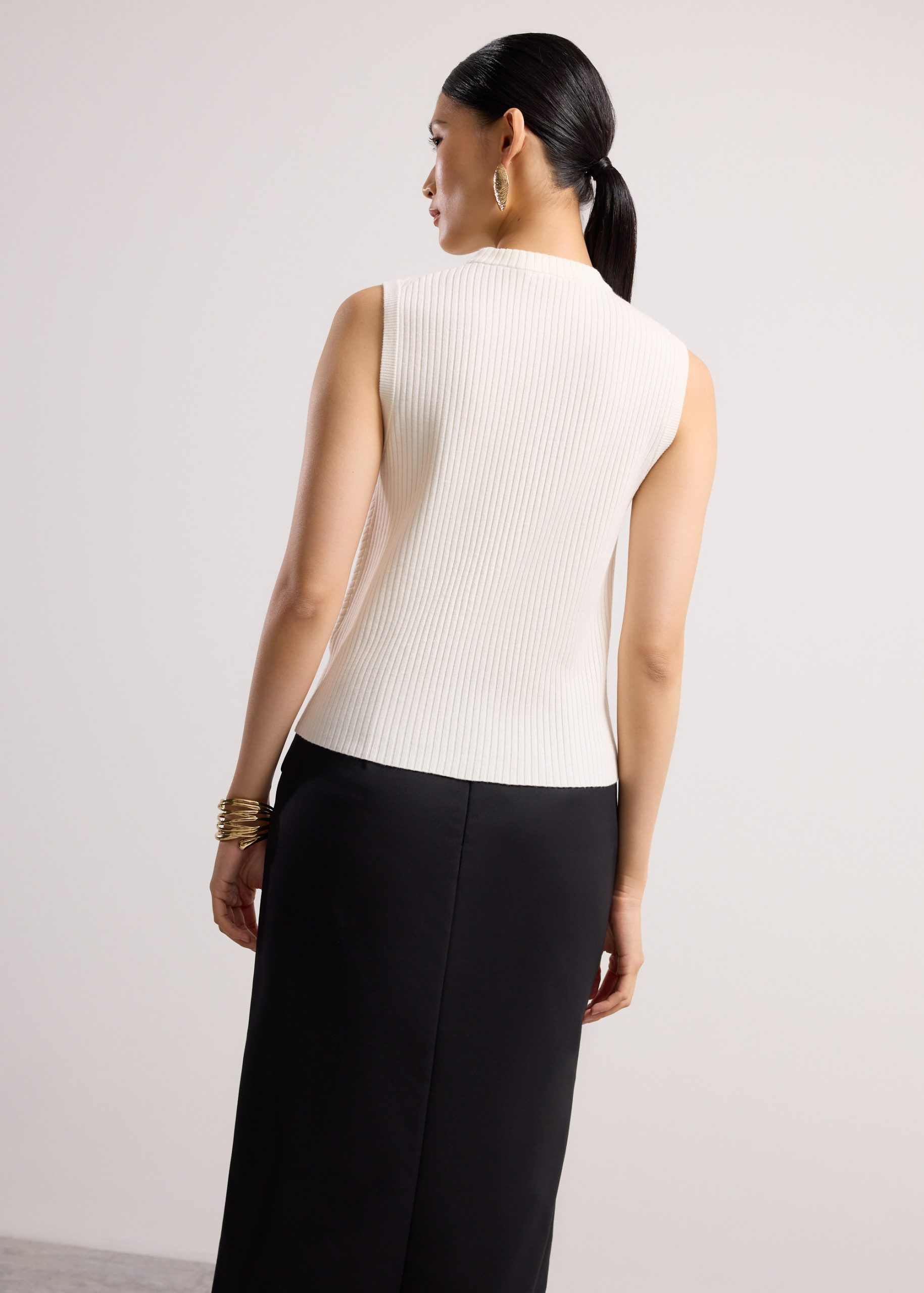 Knit Front Tie Collared Top - Image 4