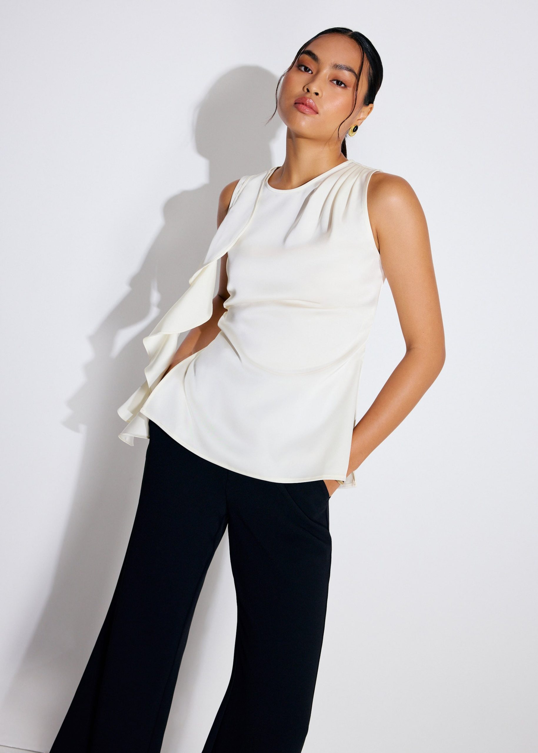 Tanya Ruffle Sash Satin Tunic Top - Image 7