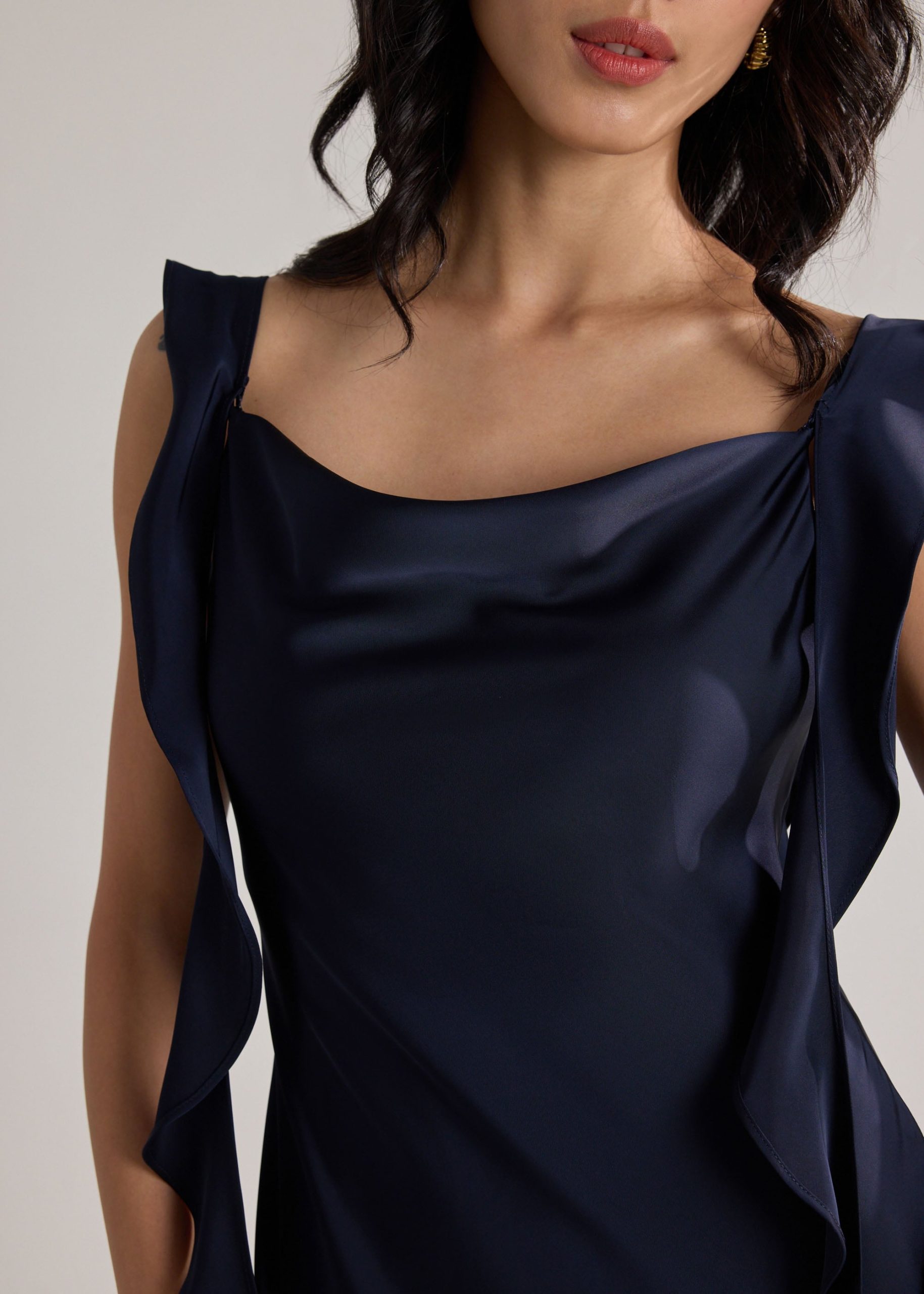 BraFree by LB Multi-way Satin Dress With Removable Ruffle Straps - Image 21