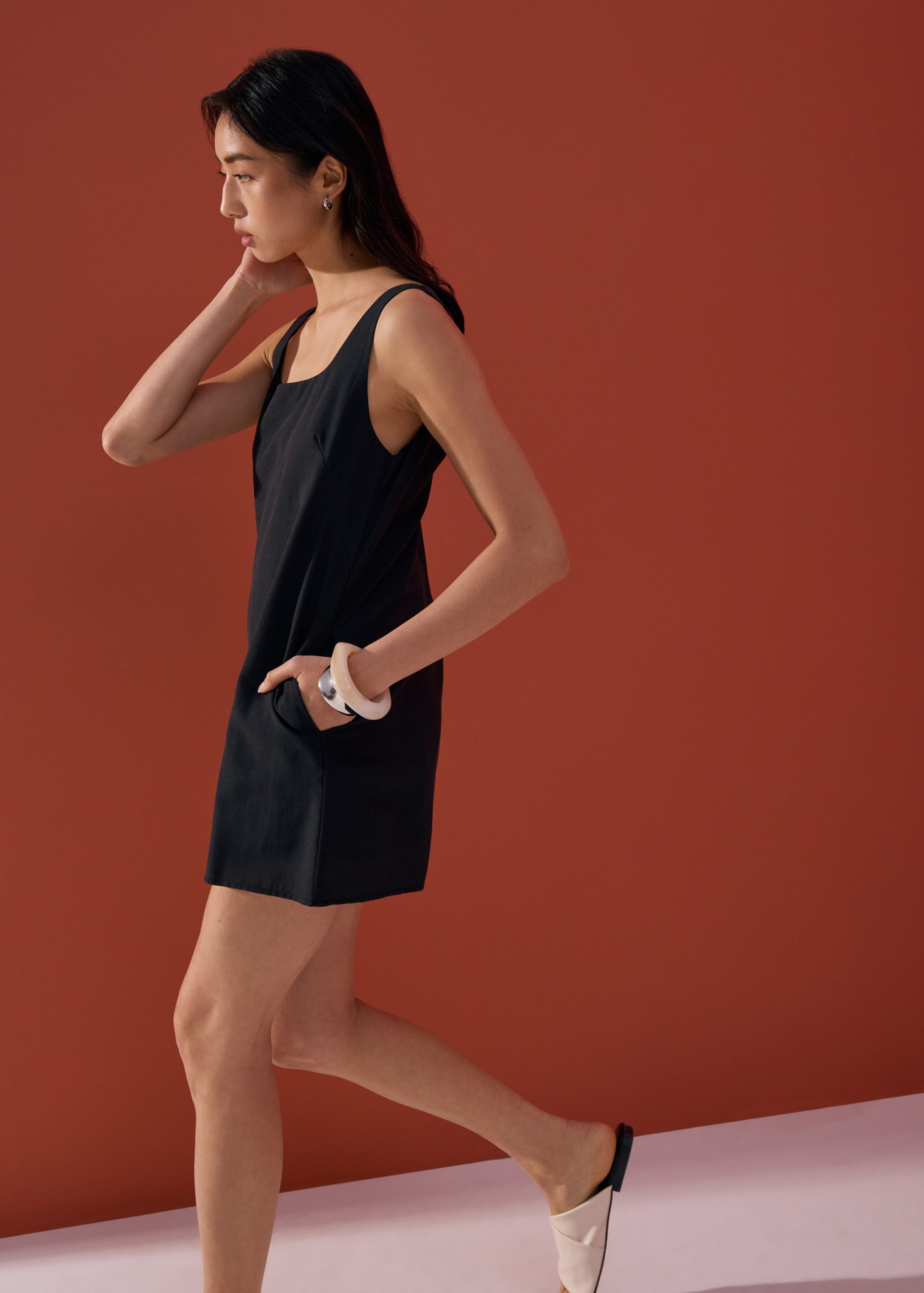 Cotton Square Neck A-line Mini Dress - Image 6